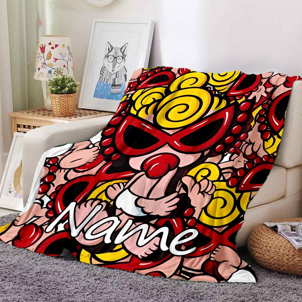 Customiz Name Personality Hysterical Mini Blanket Soft &Warm Sofa Office Bed Travel Lunch Break Blanket, Gift Suitable All Seasons