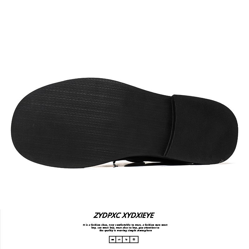 Туфли дерби Niche с большой головкой, мужские, в британском стиле, черные, с круглой головкой, на платформе, маленькие кожаные туфли, универсальные, модные туфли для поездок на работу 155155-E