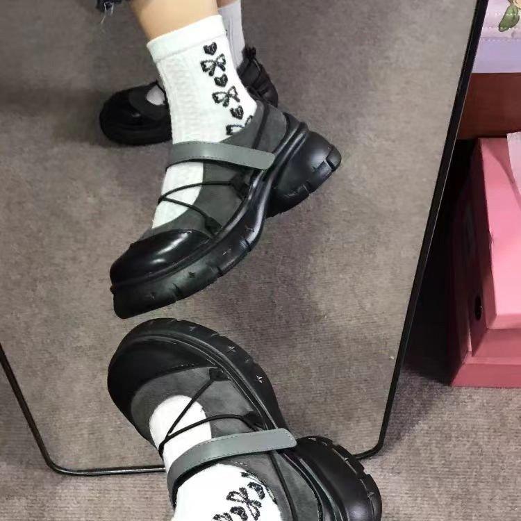 New Velcro Mary Jane women's shoes 2026 spring platform heightening black sports sandals ballet light mouth single shoes