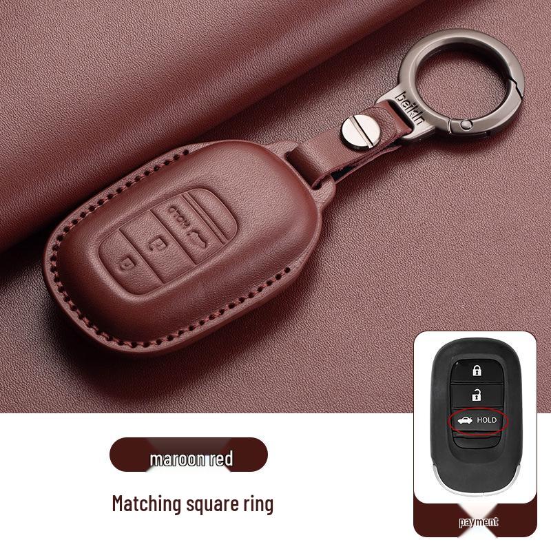 Stylish Key Cover for Eleventh Gen Civic, New CR-V, Accord, XR-V, Crown, HR-V, Xingge, and Haoying - Brown