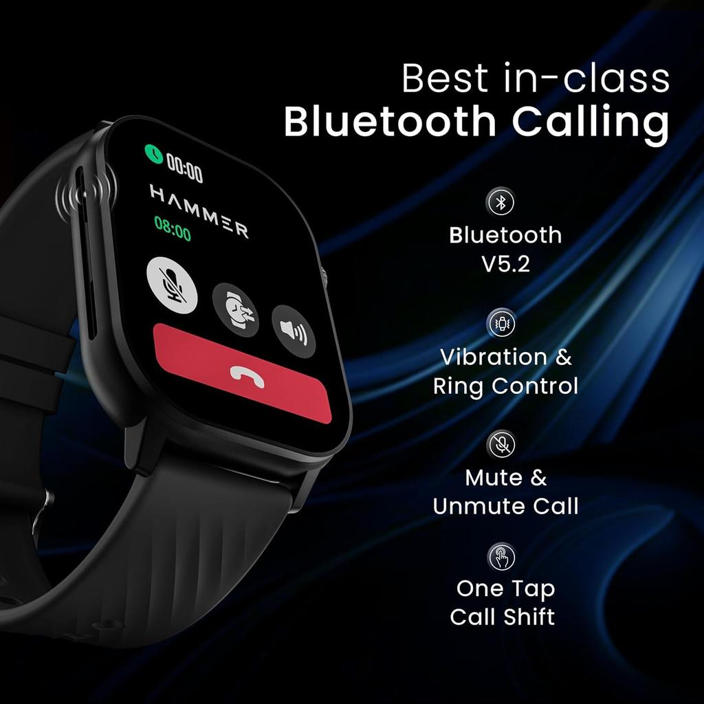 Hammer Умные часы Arctic 2.04" Super AMOLED, металлический корпус, BT-вызовы, всегда включенный дисплей, вращающаяся заводная головка, разделенный экран (порошок черный)