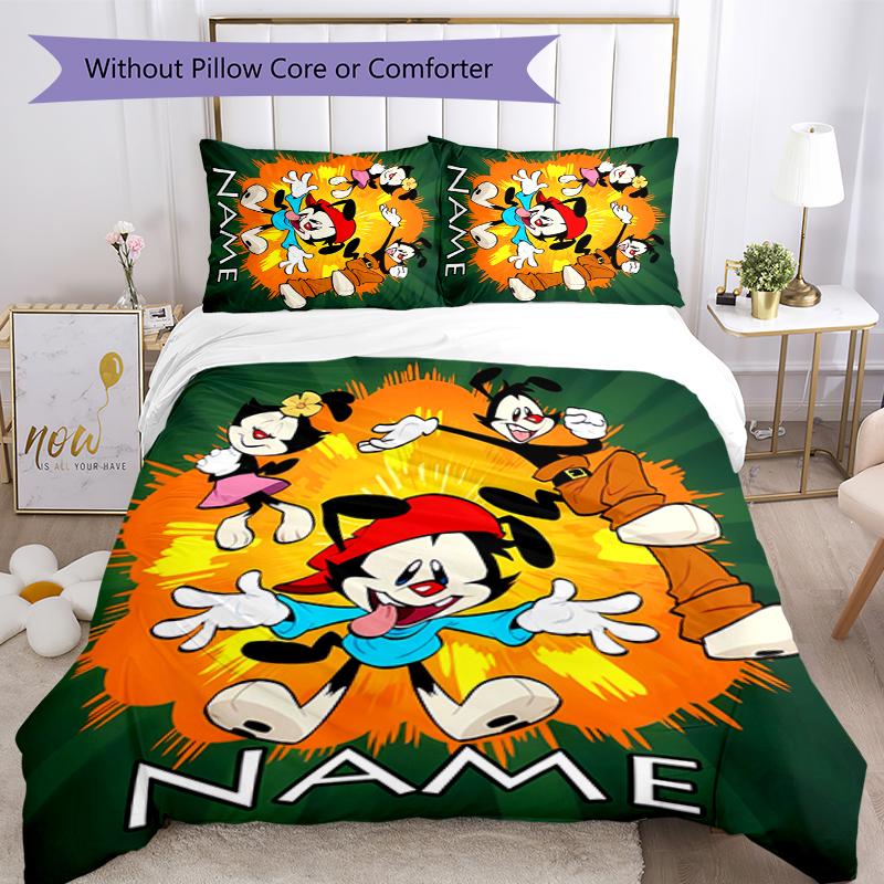 3pcs Custom Name Animaniacs Bedding Set Duvet Cover Closure Includes 1 Duvet Cover & 2 Pillowcases for All Seasons Bedroom Decor