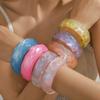 Wave Jelly Color Wide Bracelet Bohemian Retro  Hand Ring Exaggerated Glitter Acrylic Bangle  Girls