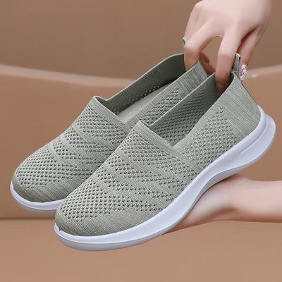 Обувь Женская Летняя Новая Женская Летающая Вязаная Дышащая Модная Повседневная Женская Обувь На Один Педаль Мягкая Подошва С Неглубоким Вырезом Круглый Носок Одинарная Обувь