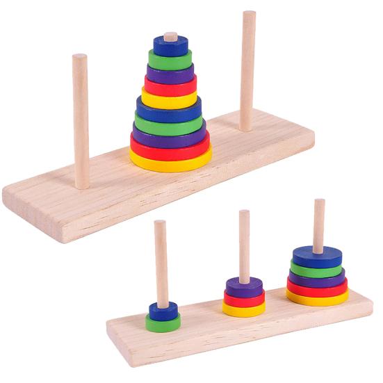 Wooden Tower of Hanoi Ten Layers Developmental Puzzle Game Adult Children Toy