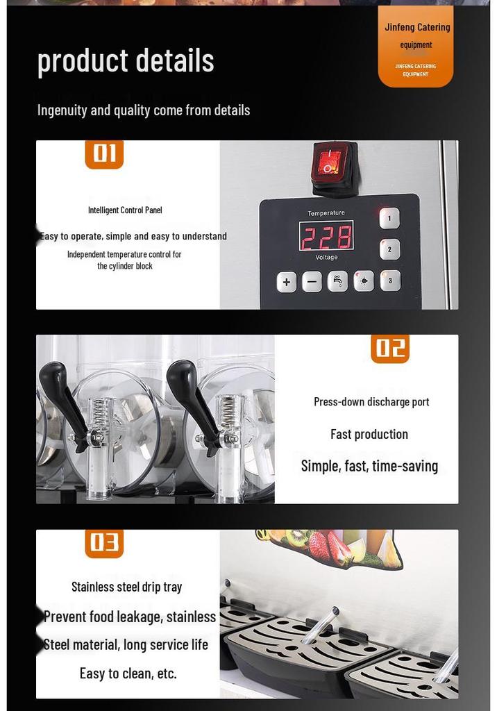 Fully Automatic Snow Melting & Smoothie Machine for Self-Service Milk Tea Shops and Catering, with Single, Double, and Triple Cylinder Options