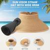 Straw Hat Women Foldable Visor Hats,Sun Visors for Women Wide Brim Straw Ponytail Summer Beach Hat