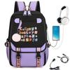 KATSEYE K-pop Cartoon USB Charging Backpack Student Bookbag Lightweight Water-Resistant Laptop Daypack