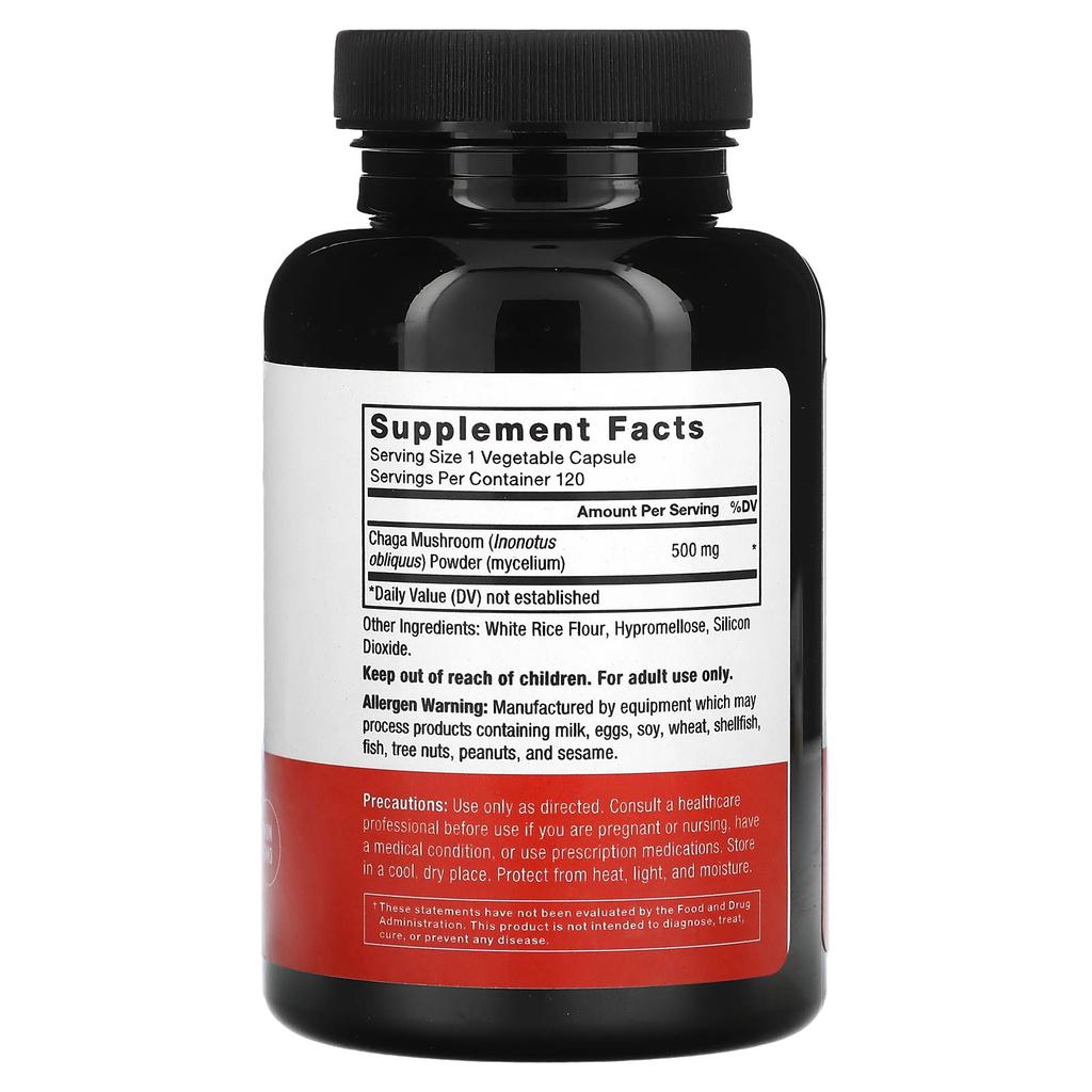 Гриб чага, 500 мг, 120 вегетарианских капсул