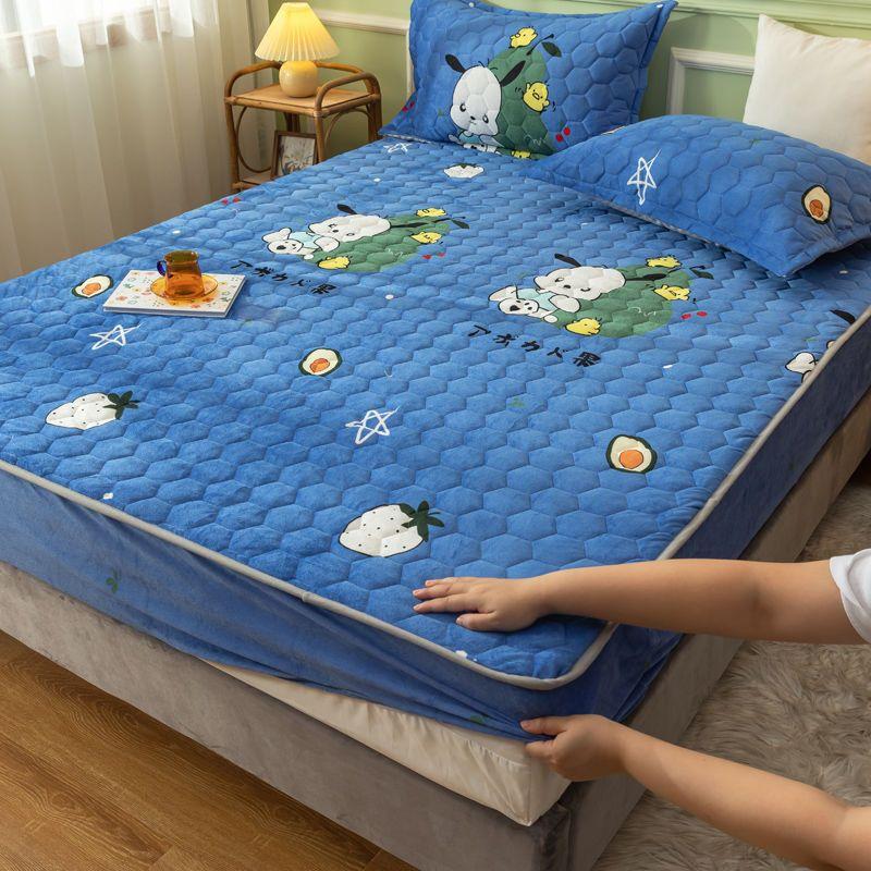 Плюшевый утолщенный стеганый наматрасник, теплый мягкий кристаллический бархатный стеганый матрас King Queen, простыня, не включая наволочку