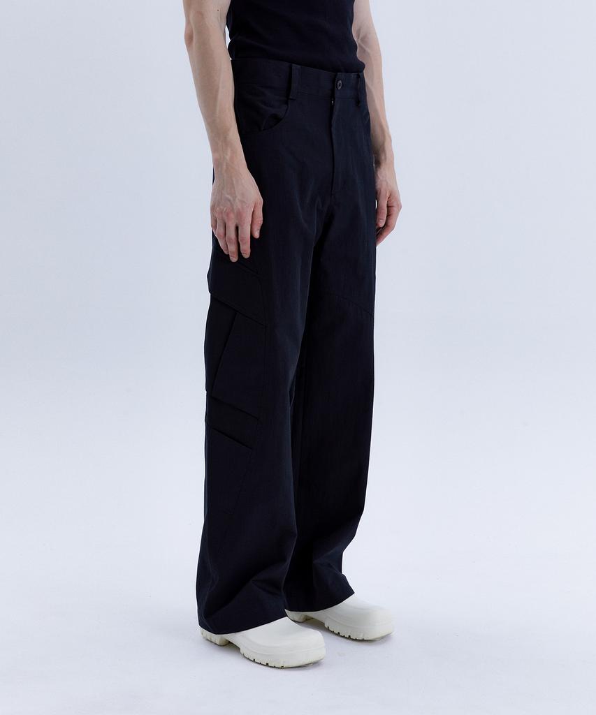 KIMYUNG Curved Cargo Pants Black