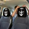 Чехлы на подголовник автомобиля с лицом призрака, Защитный чехол на подголовник сиденья со страшным лицом, Универсальный эластичный аксессуар для автомобильного сиденья для большинства автомобилей