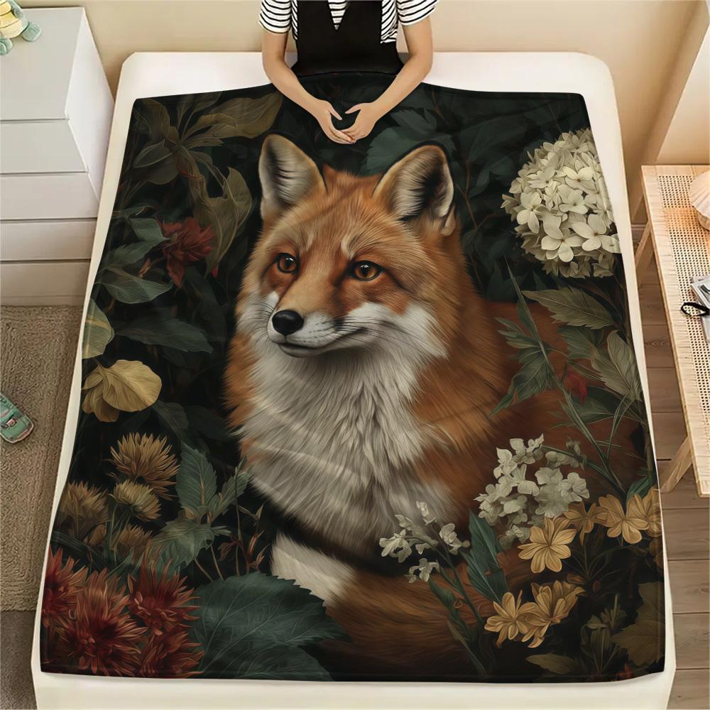 1PC Floral Daydream Print Flannel Blanket, High quality Comfortable for All Seasons, Home Decor, Warmth and Comfort