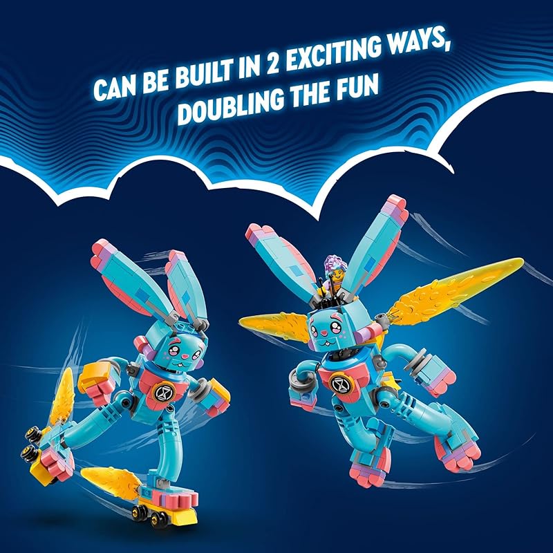 Игрушечный набор для сборки Lego DREAMZZZZ Izzy and Bunchu The Bunny. 2 способа сборки. Включает минифигурки Grimspawn и Izzy. Отличный подарок для детей старше 7 лет.