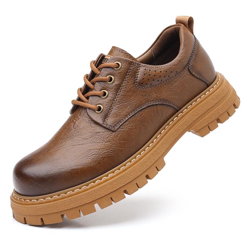 British Style 2024New Men Casual Leather Oxford Shoe Classic Lace Up Casual Outdoor Work Shoe Antiskid Thick Bottom Driving Shoe
