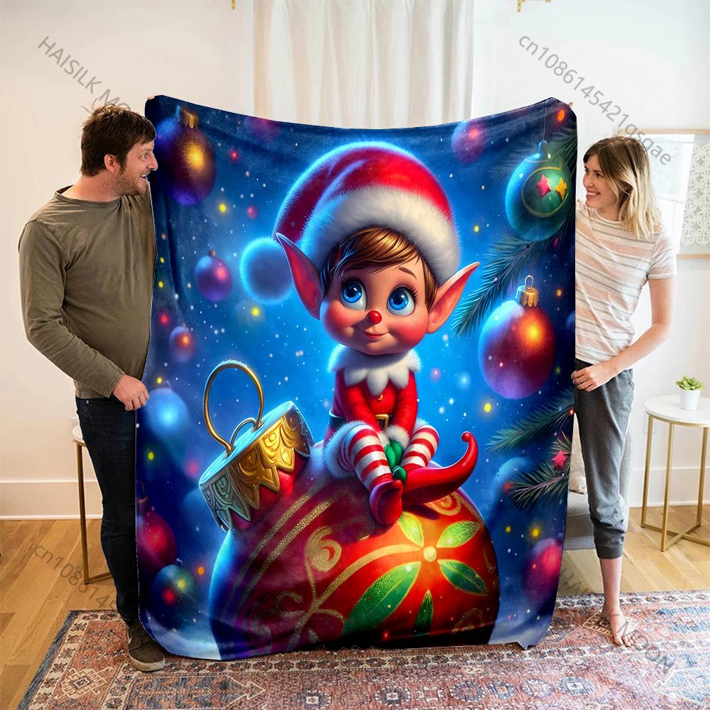 Festive Ornaments and Christmas Designs Pattern Blanket Flannel Material Soft Warm for All Seasons Home Outdoor Camping Picnics