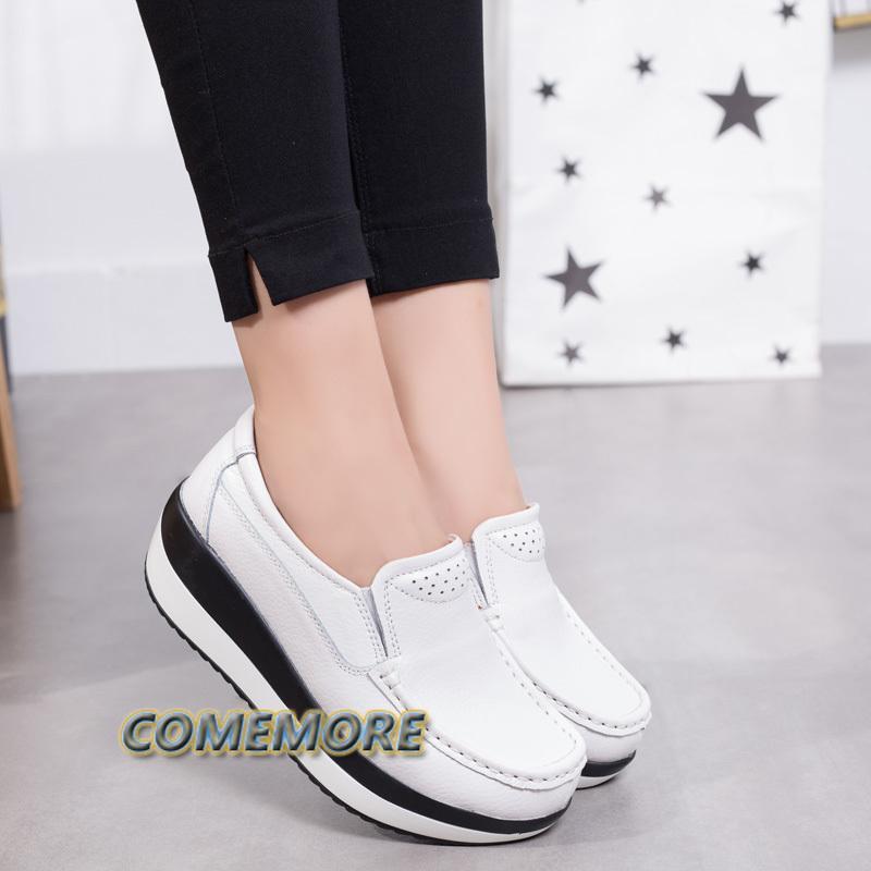 Woman Platform Loafers Summer Ladies Elegant PU Leather Moccasins Shoes Autumn Slip On Casual Fashion Women's Shoes Comfortable