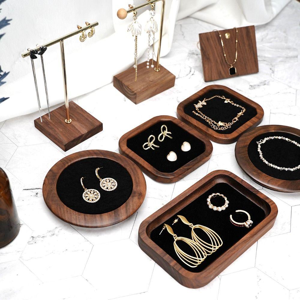 Bracelet Ring Necklace Jewelry Tray Solid Wood Organizer Holder New Display Rack