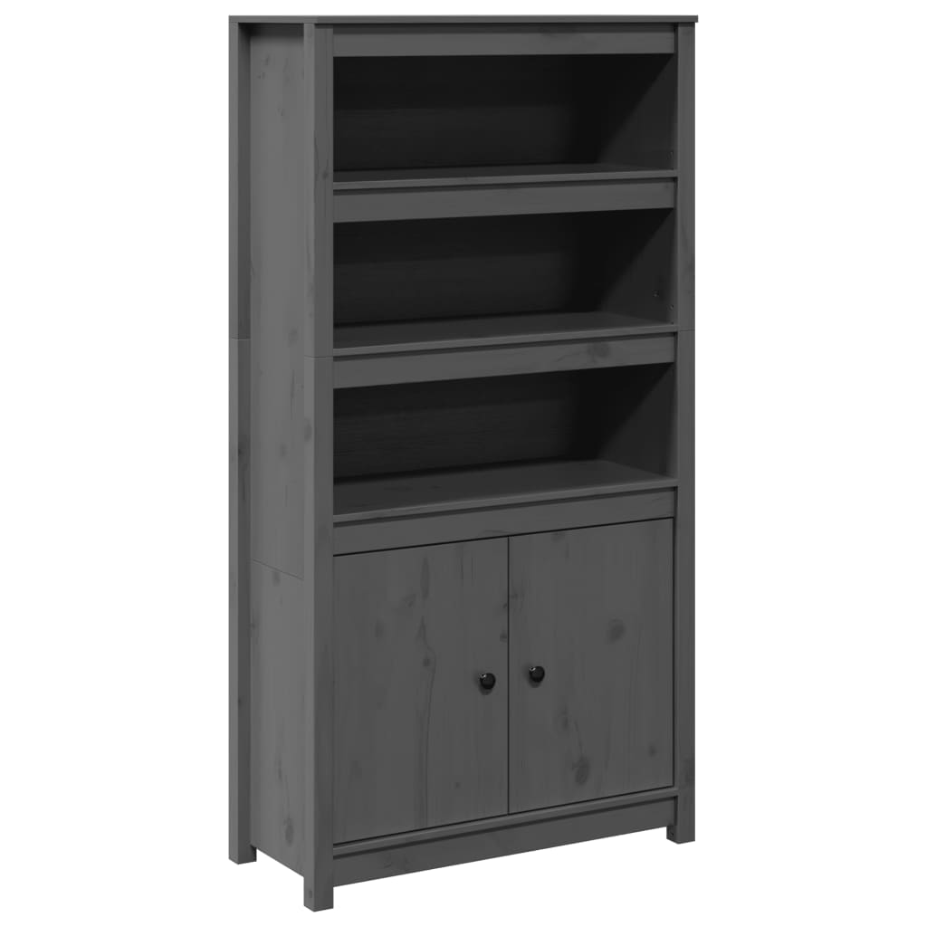 Highboard in Gray 80 x 35 x 154 cm Solid Pine Wood