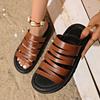 2025 Summer Wide Width Sandals Vintage Roman Style Slides with Chunky Cork Sole, Plus Size Comfort