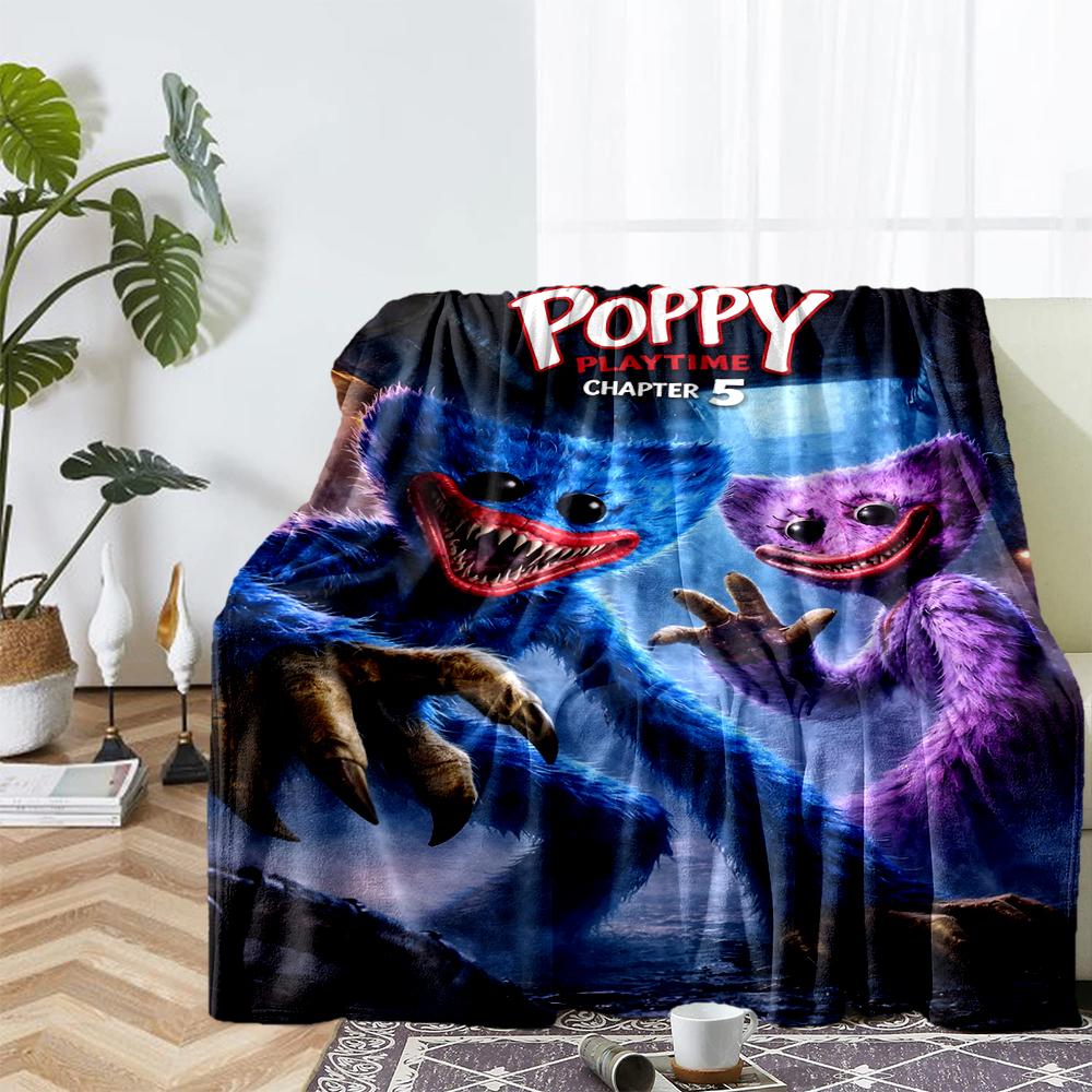 Huggy Wuggy Theme Printed Blanket - Perfect for Couch, Bed, Travel & Outdoor Use | Machine Washable, Cozy & Durable.
