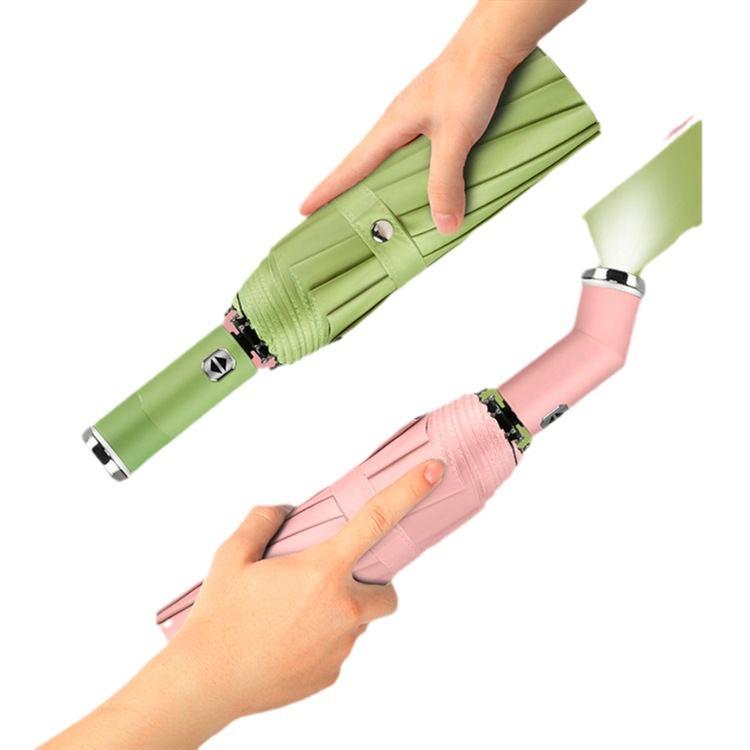 Двухрядный ветрозащитный светодиодный вращающийся складной автоматический зонт для женщин, защита от непогоды и дождя, солнцезащитный зонт двойного назначения