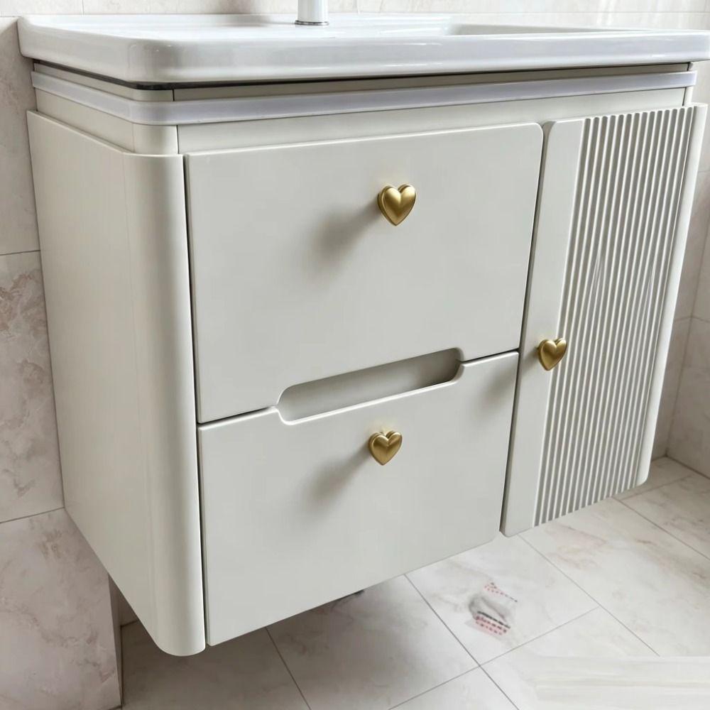 Brushed Chrome Gold Drawer Pull Handle Modern Minimalist Heart Shaped Knob Wardrobe