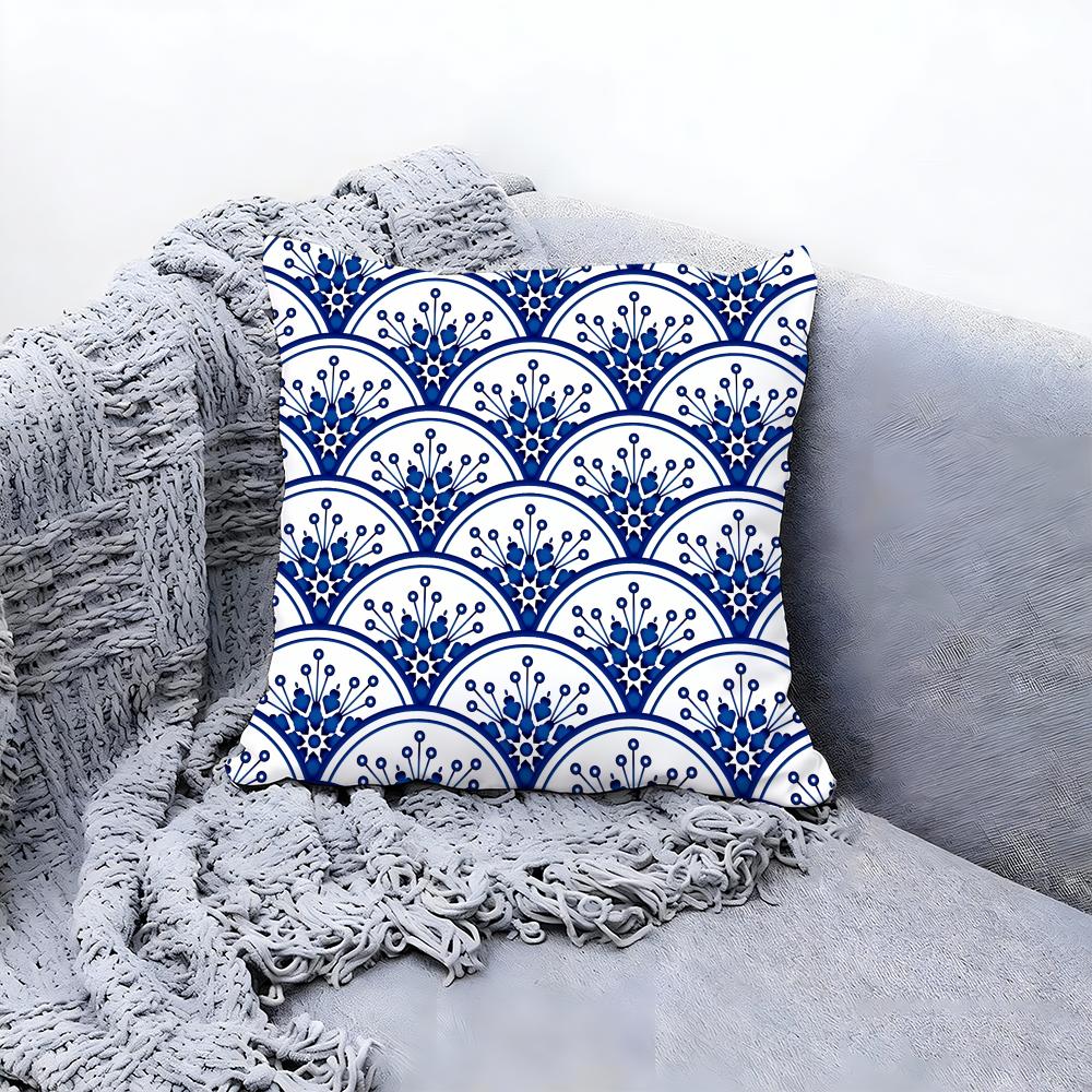 traditional blue and white porcelain Cushion Cover Premium Comfort Reversible Pillow Cove for Any Room Car Interior