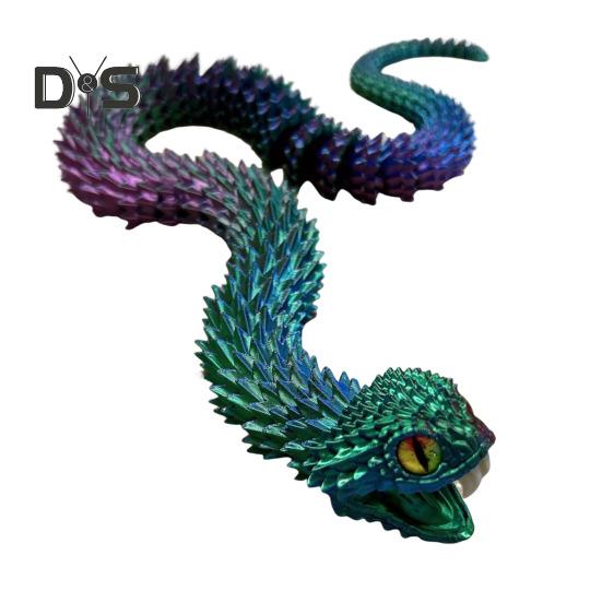 3D Printed Snake Toy Articulated Snake with Openable Mouth And Retractable Teeth Flexible Fidget Snake Toy for Adults Kids