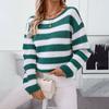 Women's Autumn and Winter Sweaters Loose Casual Boat Neck Long Sleeve Knitwear Foreign Trade Striped Sweater