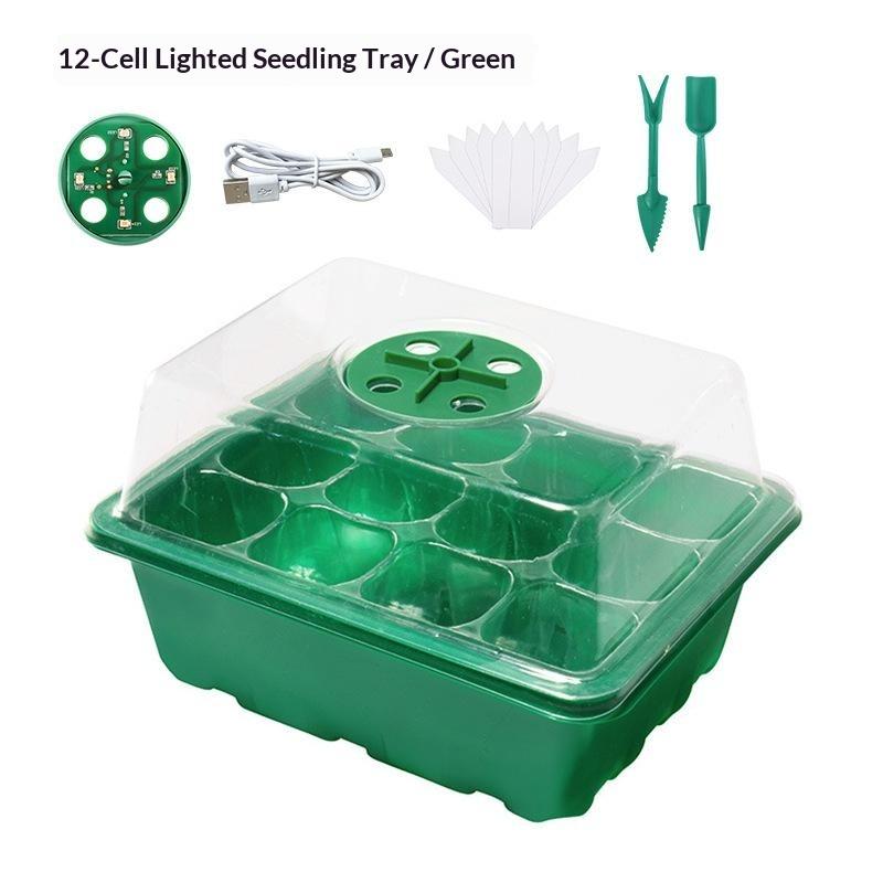 6/12-Cell Home Seed Starter Tray With Grow Light Germination Kits Adjustable Humidity Dome Seedling Tray For Gardening