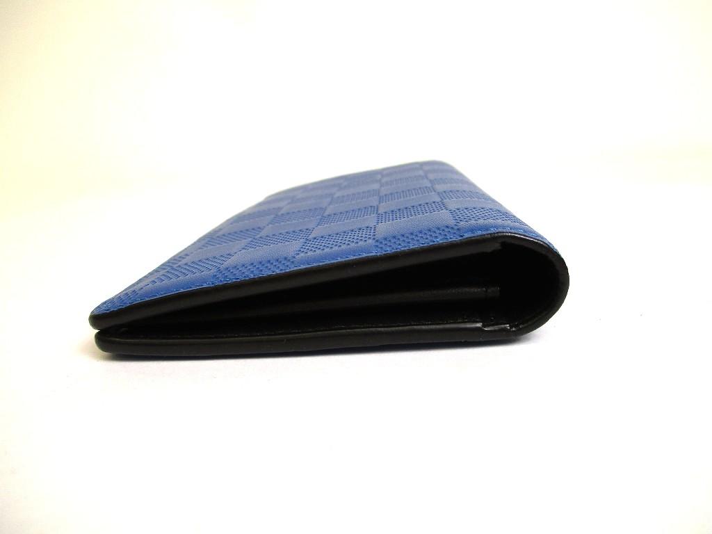 Authentic LOUIS VUITTON Damier Infini Blue Leather Wallet Portefeuille Brazza #a912 Refurbished