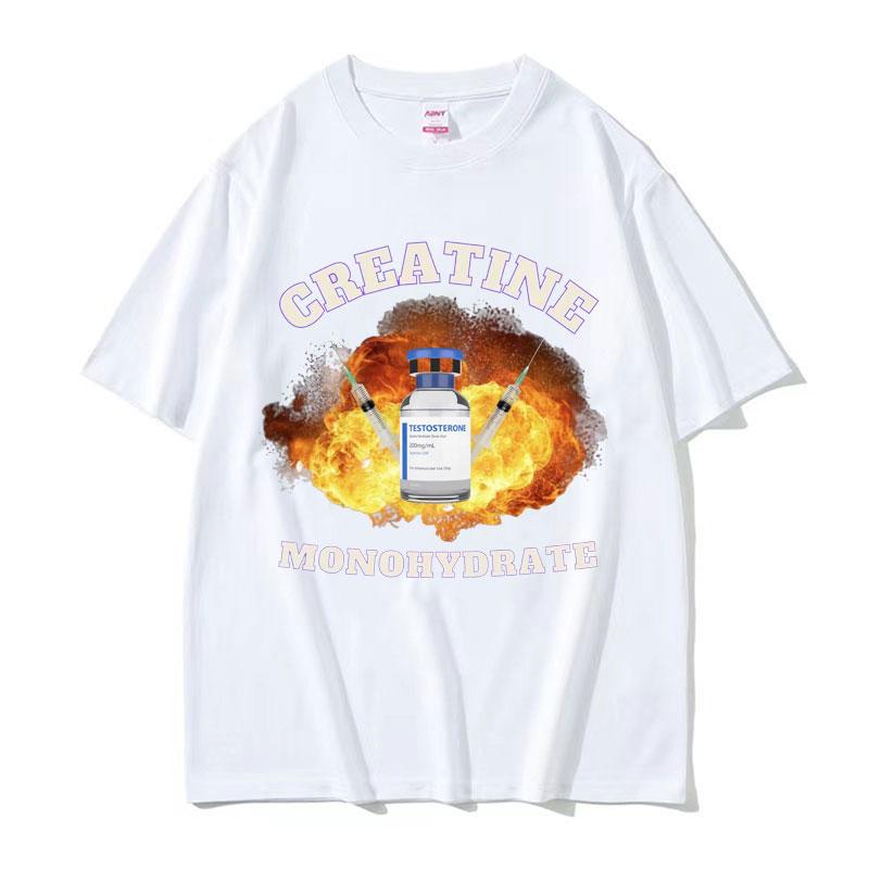 Funny Gym Pumpcover Creatine Monohydrate Meme T Shirt Men's Harajuku Gothic Clothes T-shirt Unisex 100% Cotton Short Sleeve Tees