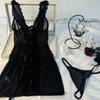Lace V Neck Transparent Temptation Nightgown Erotic Pure Desire With Thong Underwear