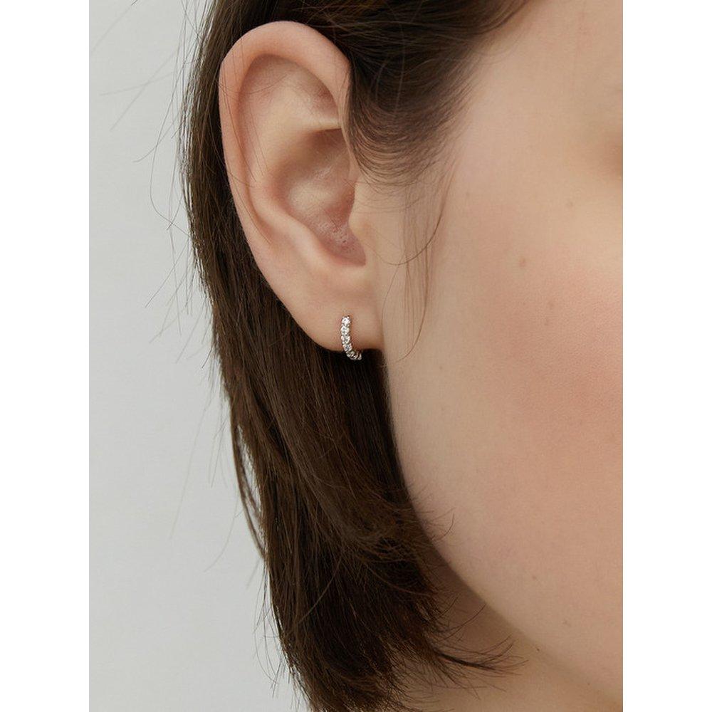 Silver 925 Shining 4-Prong One-Touch Earrings Lse88