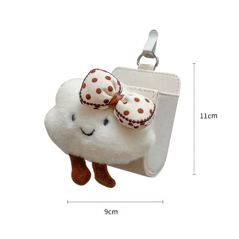 Cute Cartoon Bow Cloud Car Storage Bag Air Vent Hanging Leather Organizer Box Glasses Phone Holder Car Interior Accessories