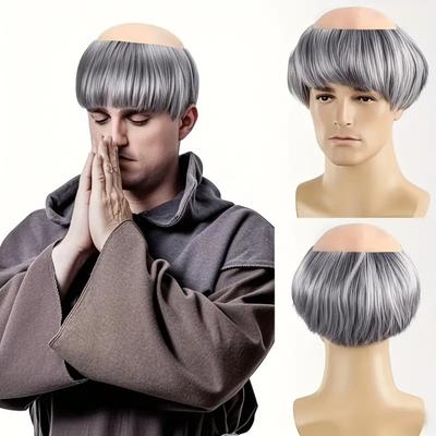Synthetic Shaved Monk Cosplay Wig Dress Up Halloween Balding Wig Role Play