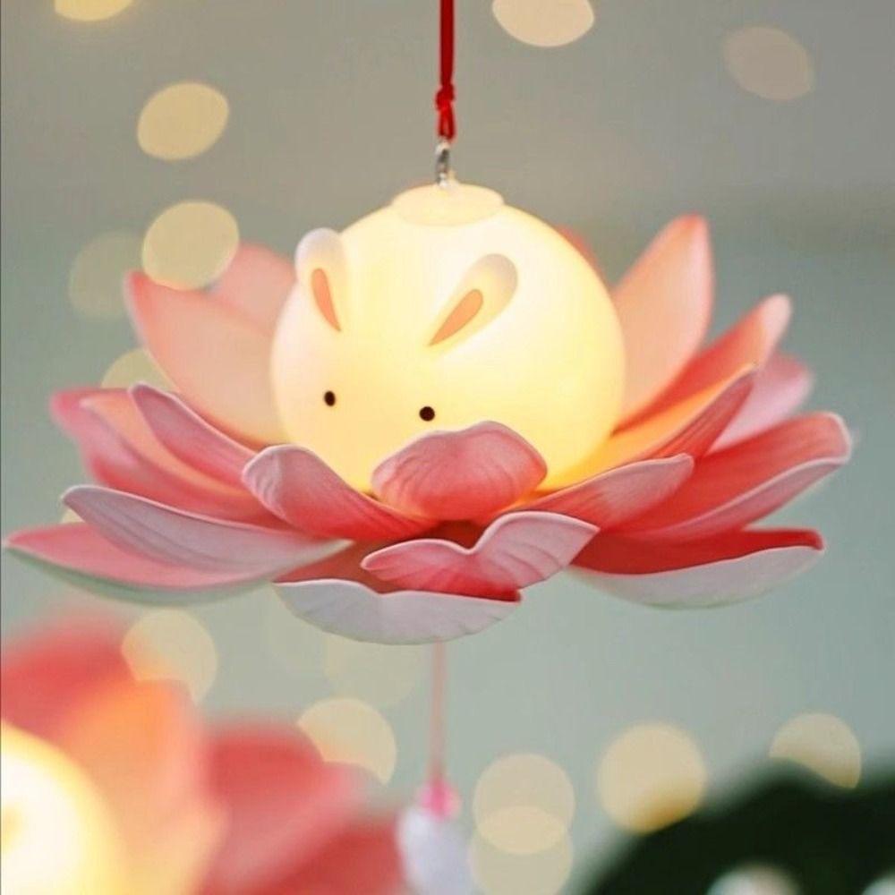 Glowing Mid-Autumn Festival Lantern DIY Holiday Decoration New Lotus Rabbit Lamp