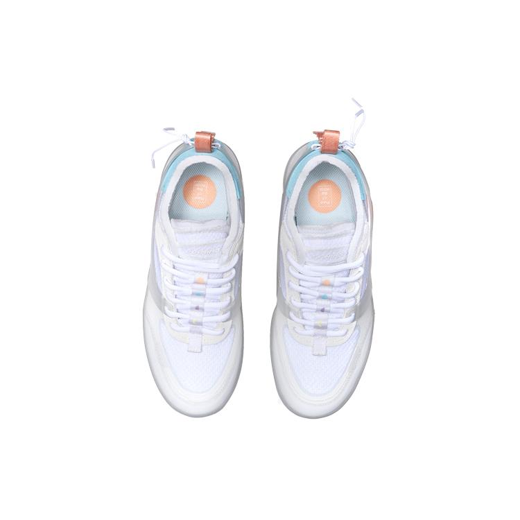 Li Ning CF Фазы Луны Покрытие Устойчивость к истиранию Низкие Скейтборд-кроссовки Женские Бело-синие AGCP358-7