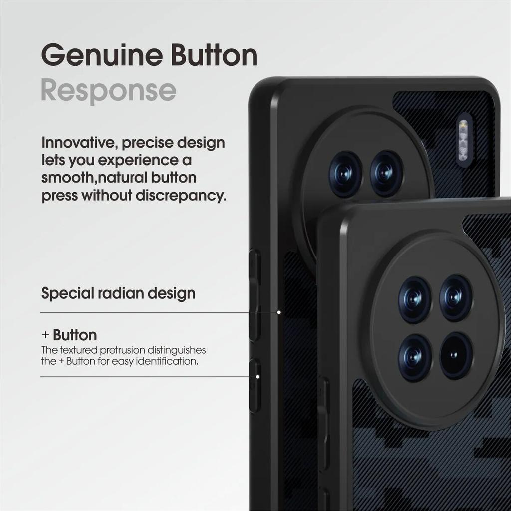 (В комплекте ремешок на запястье)Чехол IBMRS для vivo X90 Pro+, бампер, военный дизайн, твердая задняя часть, противоударный усовершенствованный защитный чехол - черный камуфляж