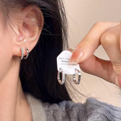 Серьги-кольца из серебра 925 пробы с квадратным цирконом, роскошные, изысканные и гипоаллергенные для женщин