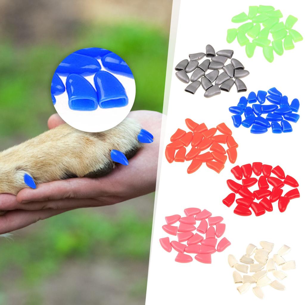 10mlPet Nail Covers Cat Nail Covers Dog Nail Covers Cat Covers Anti-Scratch Covers 20pcs Free Glue
