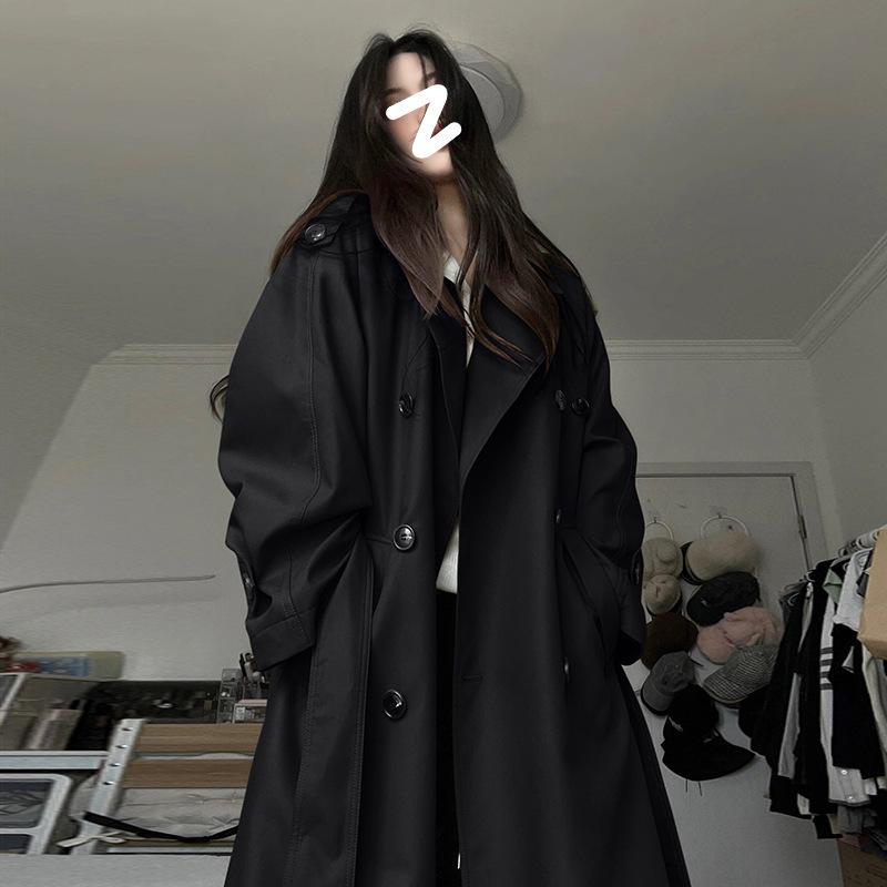 Женский серый тренч средней длины - Весна Осень 2025, Корейский дизайн для миниатюрных, Британский стиль