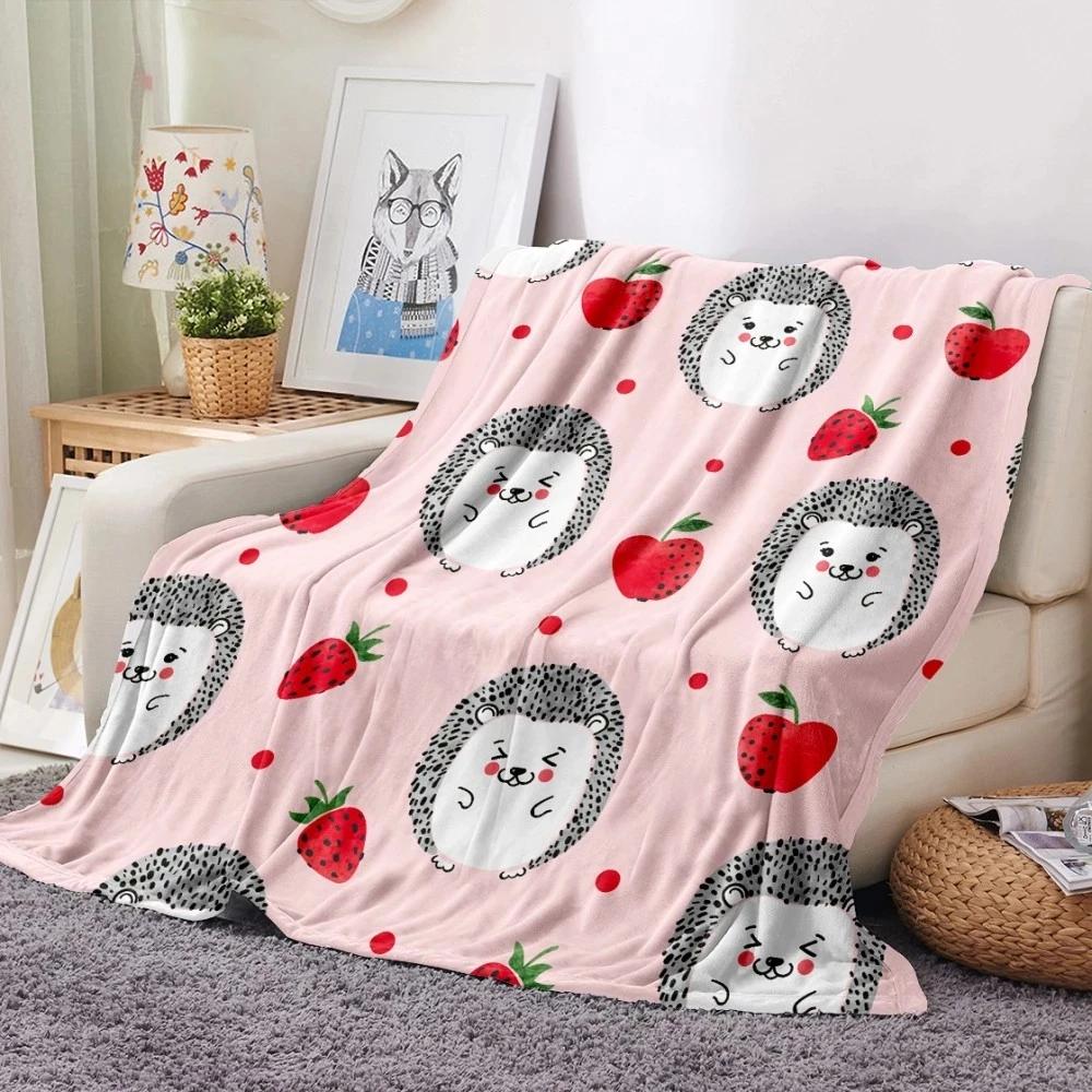 Мультяшный Ежик Фланелевое Одеяло Мягкое Теплое Легкое Одеяло Милый Принт с Животными для Кровати Дивана Кушетки Размер King Queen