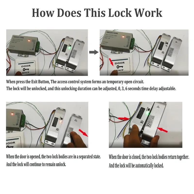 5YOA Drop Bolt Lock DC12V Fail Safe NC Electric Access Control Electronic Door Mortise Locks With Time Delay Gate Entry System