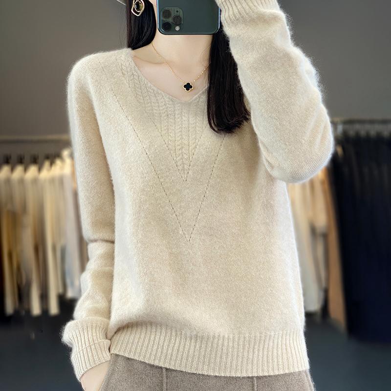 Женский кашемировый свитер Qinghe cashmere 30% кашемир 70% шерсть Женский осенне-зимний кашемировый свитер мягкий и теплый