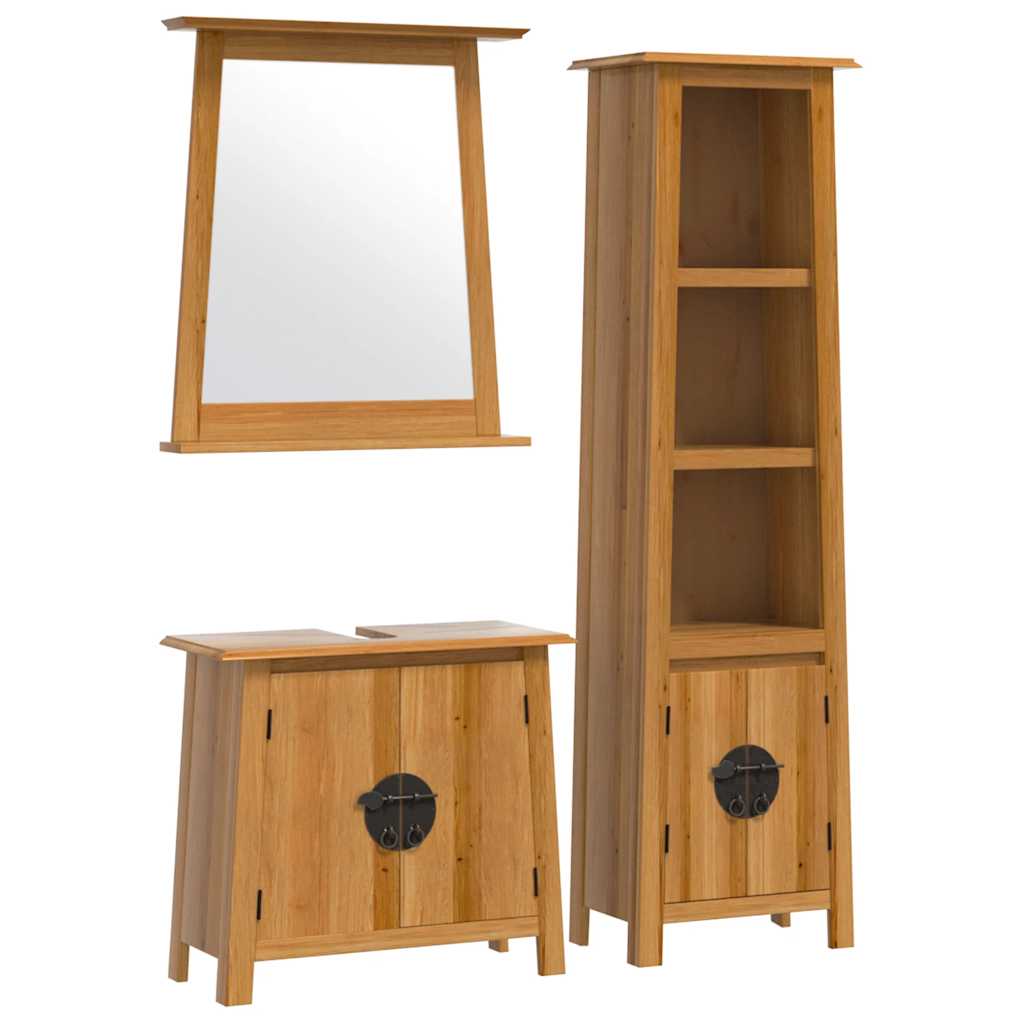 3 Piece Bathroom Furniture Set Solid Pine Wood