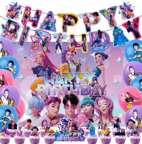 K-pop тематика «Охотница на демонов», посуда для дня рождения, реквизит для создания атмосферы, принадлежности для украшения торта,