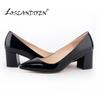 Женские туфли-лодочки Повседневные Остроносые На высоком каблуке Квадратные Женские Офисные Черная кожа Низкий Толстый каблук Светская вечеринка Платье Свадебная обувь
