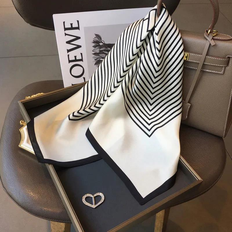 70cm Birch Forest Silk-Blend Scarf: Women's Spring/Summer Oil Painting Style Square Scarf